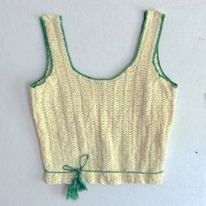 Camisole-style tank top in hand-crocheted lace